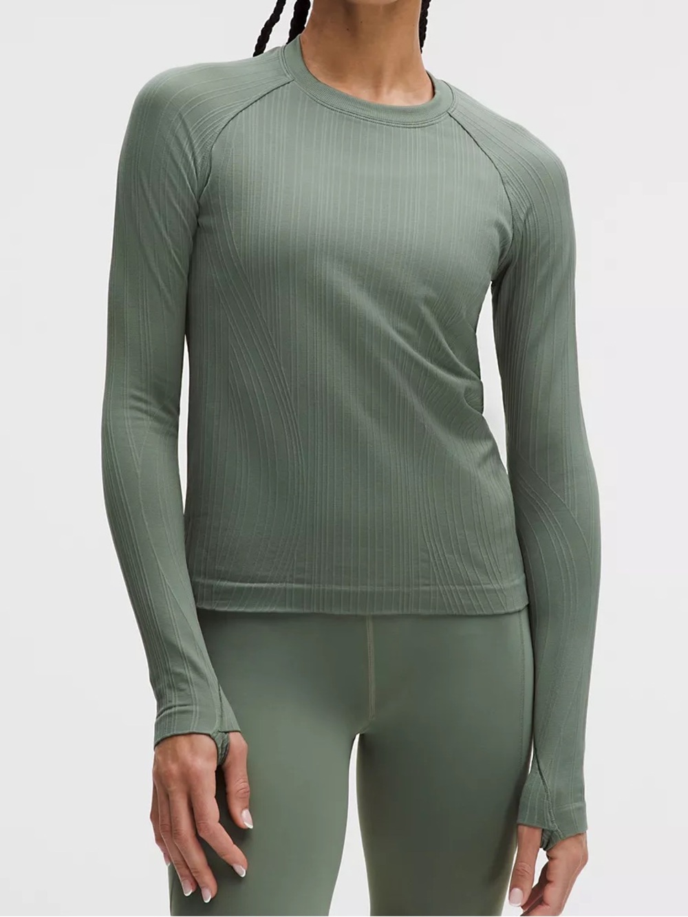 lululemon NWT Rest Less Pullover Sage Green Long-Sleeve Crew Top Size 12